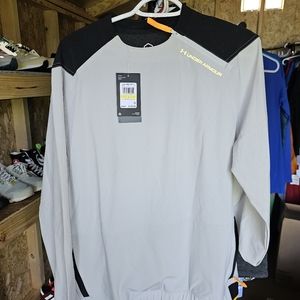 Under Armour Rush Stretch Woven Crew Pullover Grey Black Men Medium 1366193-014